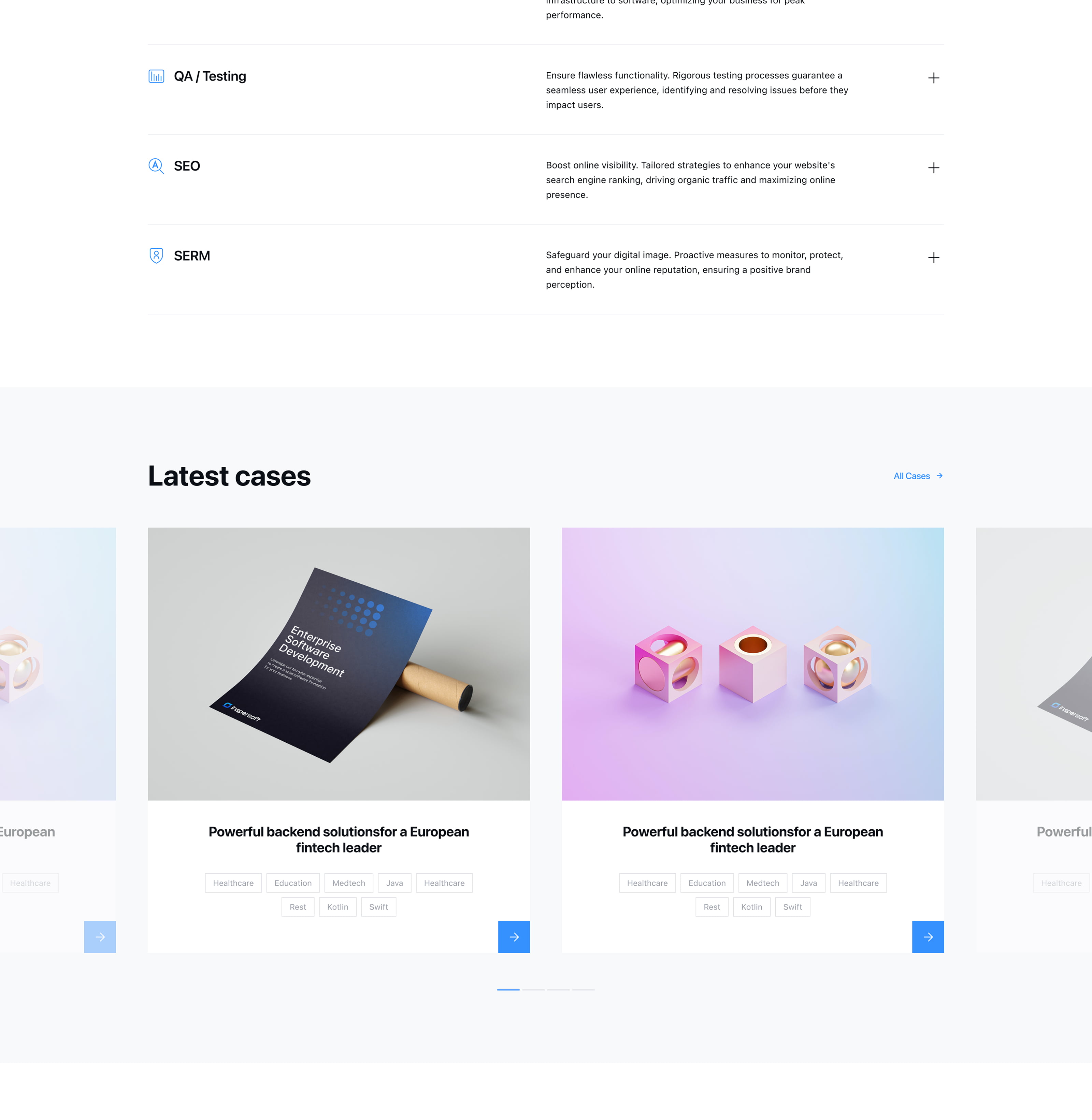 GeekGroup Homepage — Desktop Light, section 3