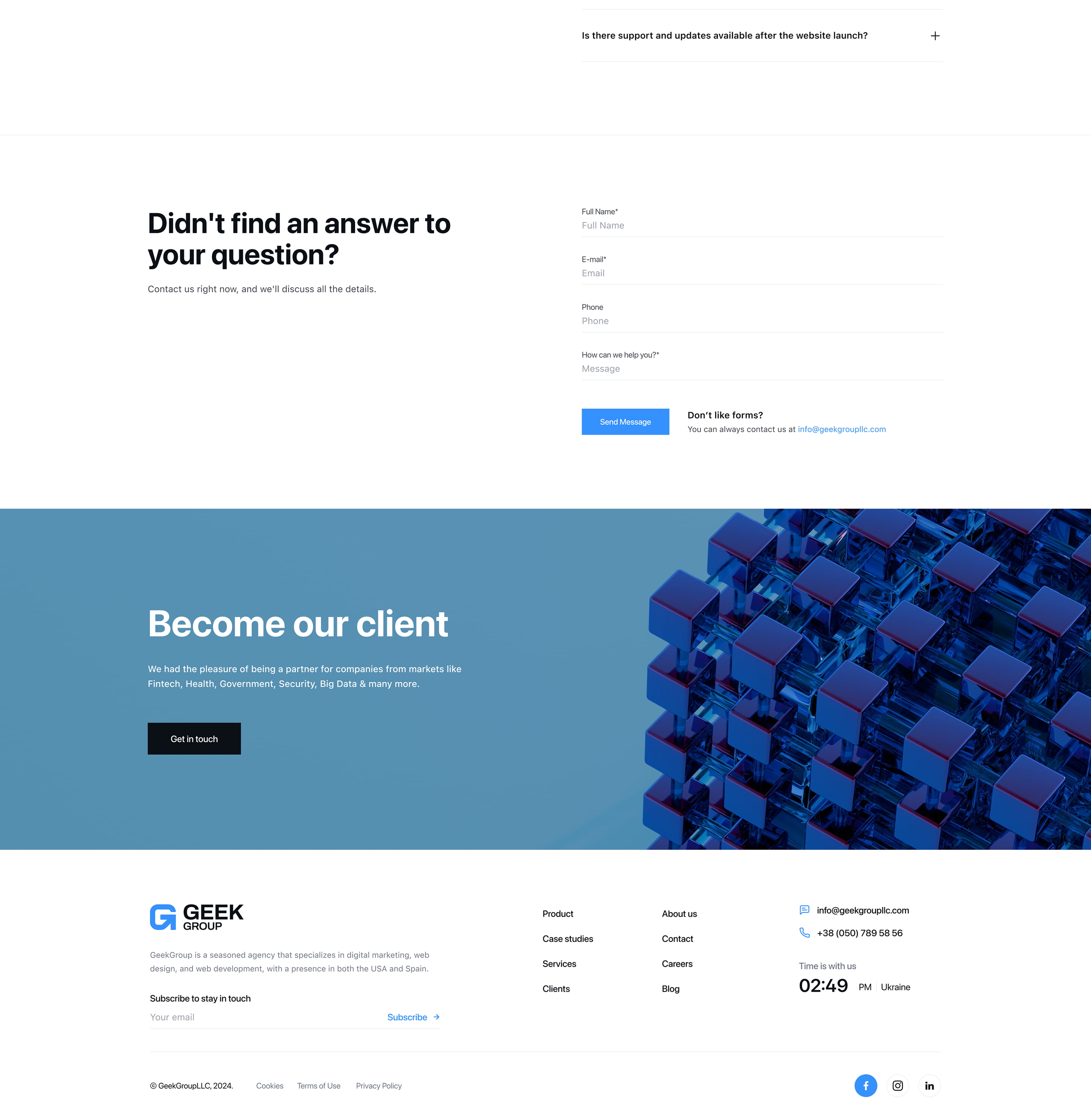 GeekGroup Homepage — Desktop Light, section 5