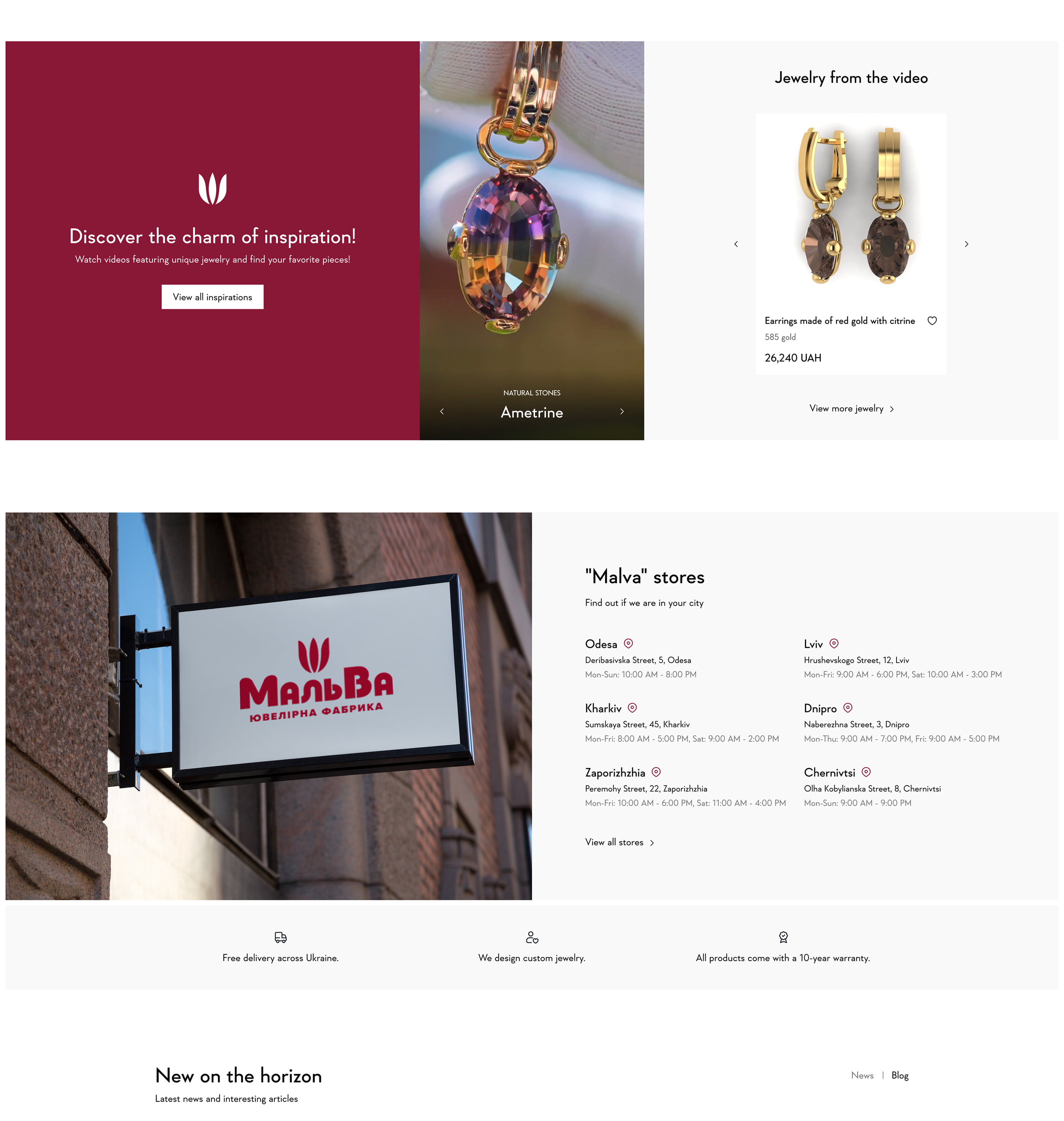 Malva Jewelry Homepage — Desktop, section 3